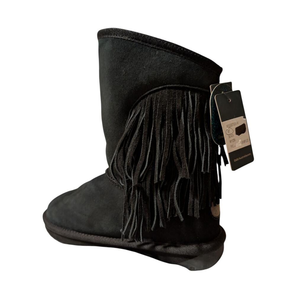Emu Black Suede Fringe Ankle Boots
